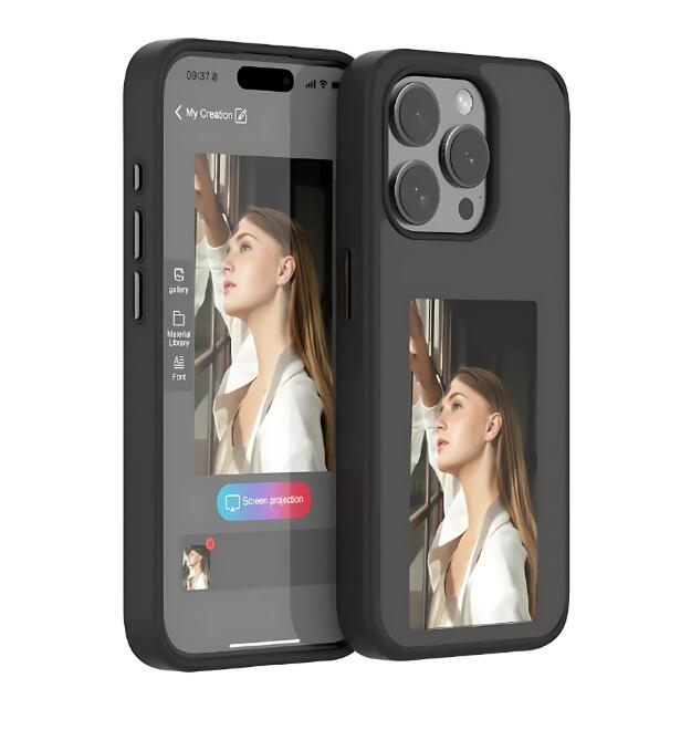 Funda de móvil con pantalla de tinta electrónica