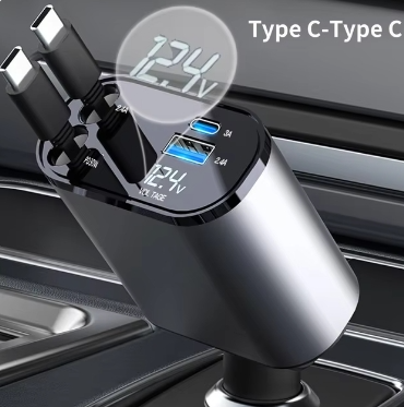 Cargador de coche 4 en 1 con cables retráctiles 120 W